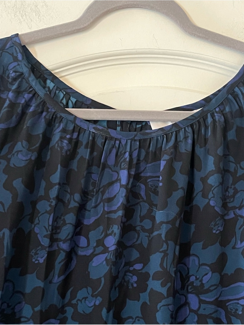 Loft Black Base Floral Long Sleeve Blouse in Dark Teal & Purple Accents Size XXL - Picture 6 of 16